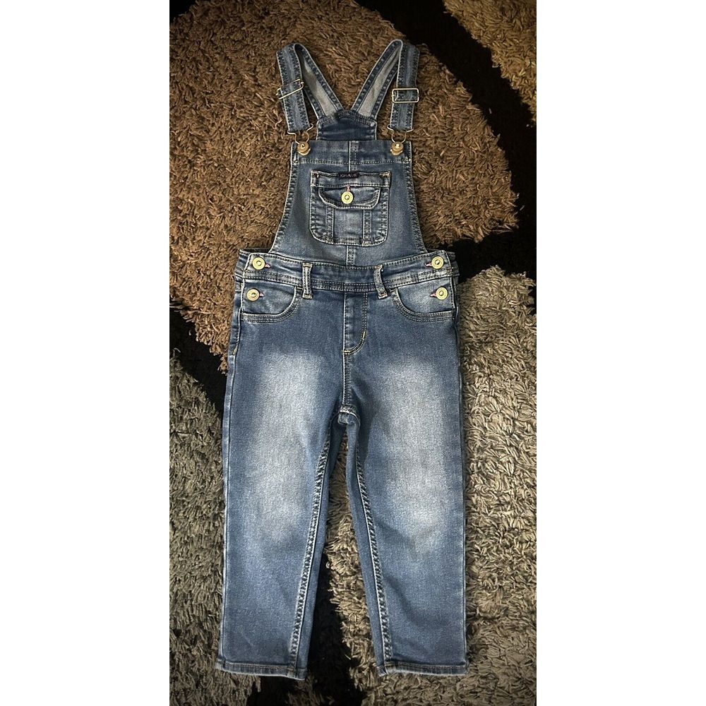 Toddler Girls Jordache Stretch Denim Blue Jean Overalls Sz. 3T